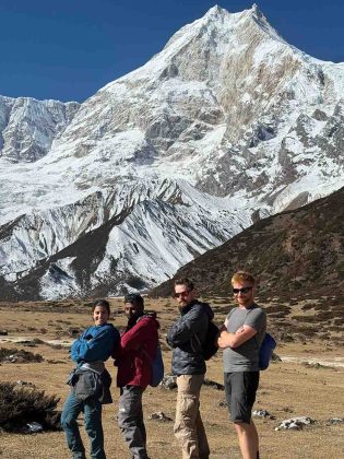 Trekkers at the Foothills of Mount Manaslu –